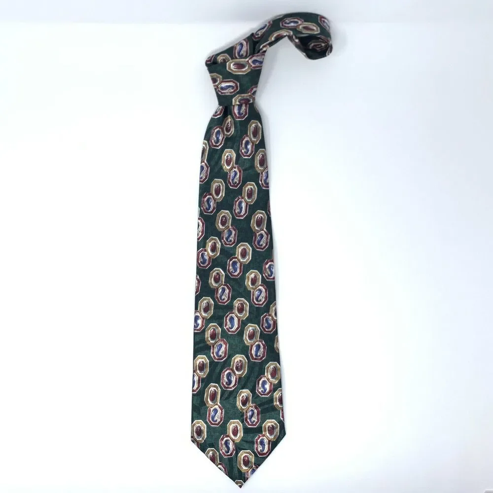 Wembley Green with abstract Pattern Polyester Men's Neck Tie Length 58